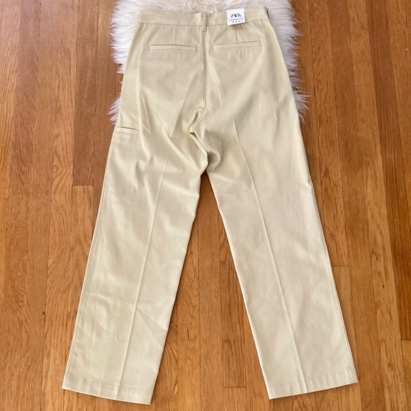 Zara High-Waist Pocket Detail Straight Leg Twill Pants - Picture 13 of 15